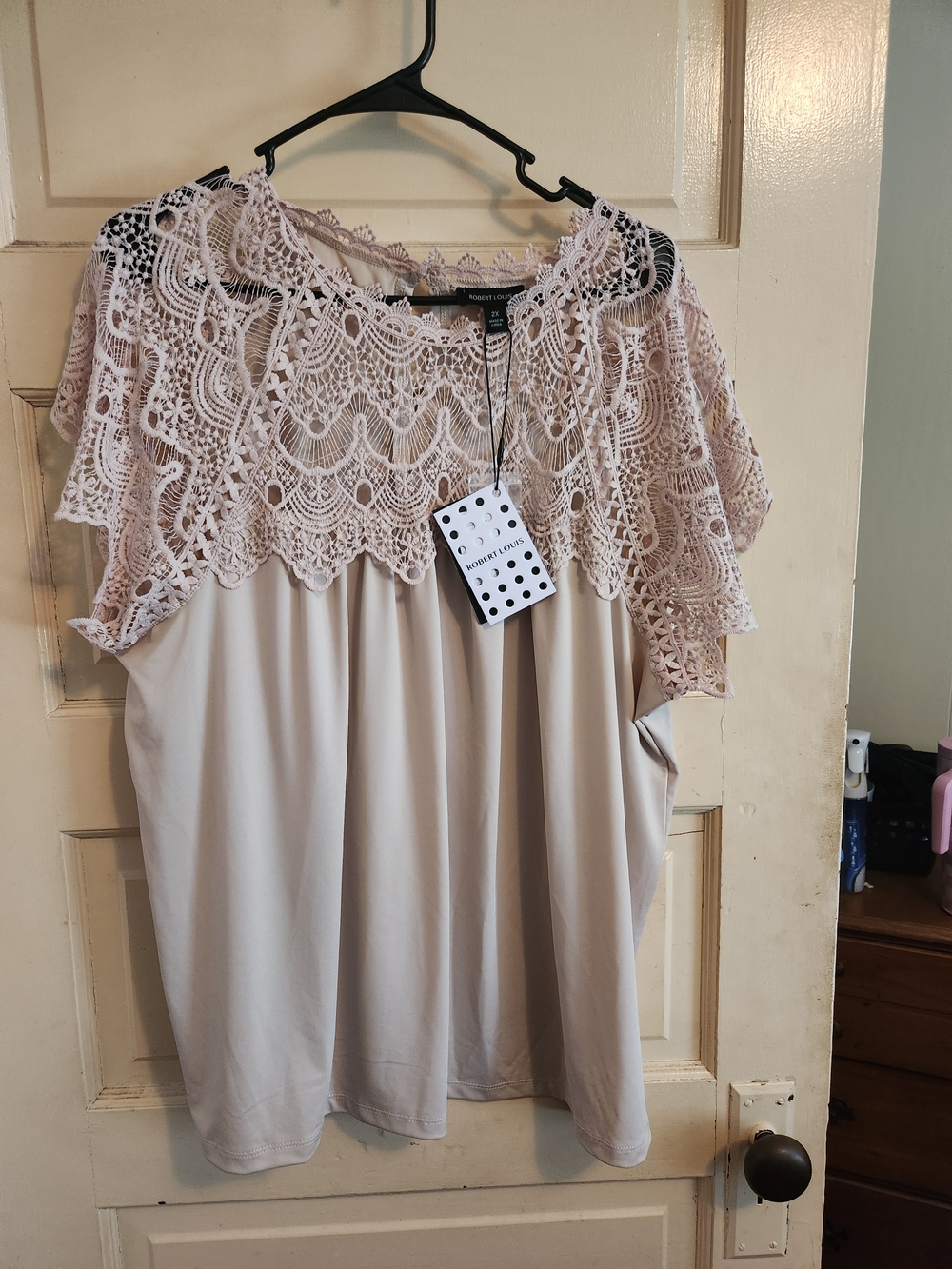 Lace Yoke Short Sleeve Top